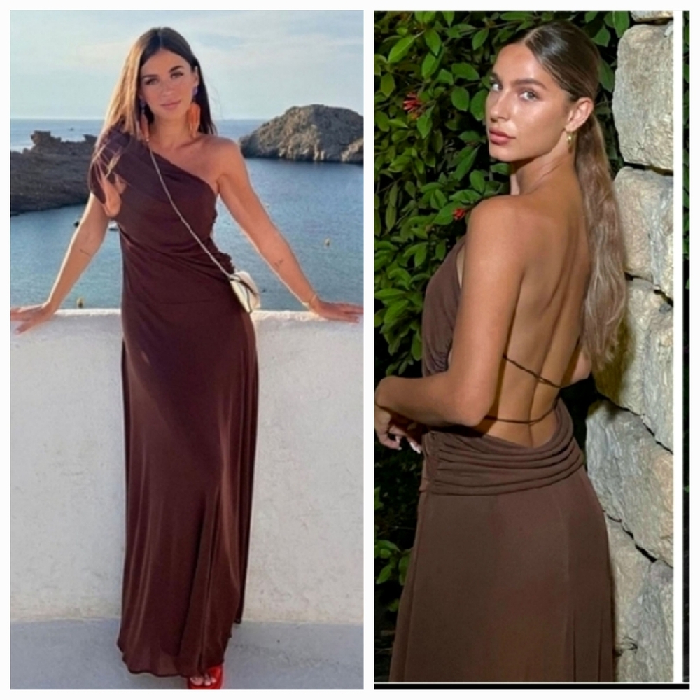Zara * Maxi Dress Gown Brown Size M - Picture 12 of 12